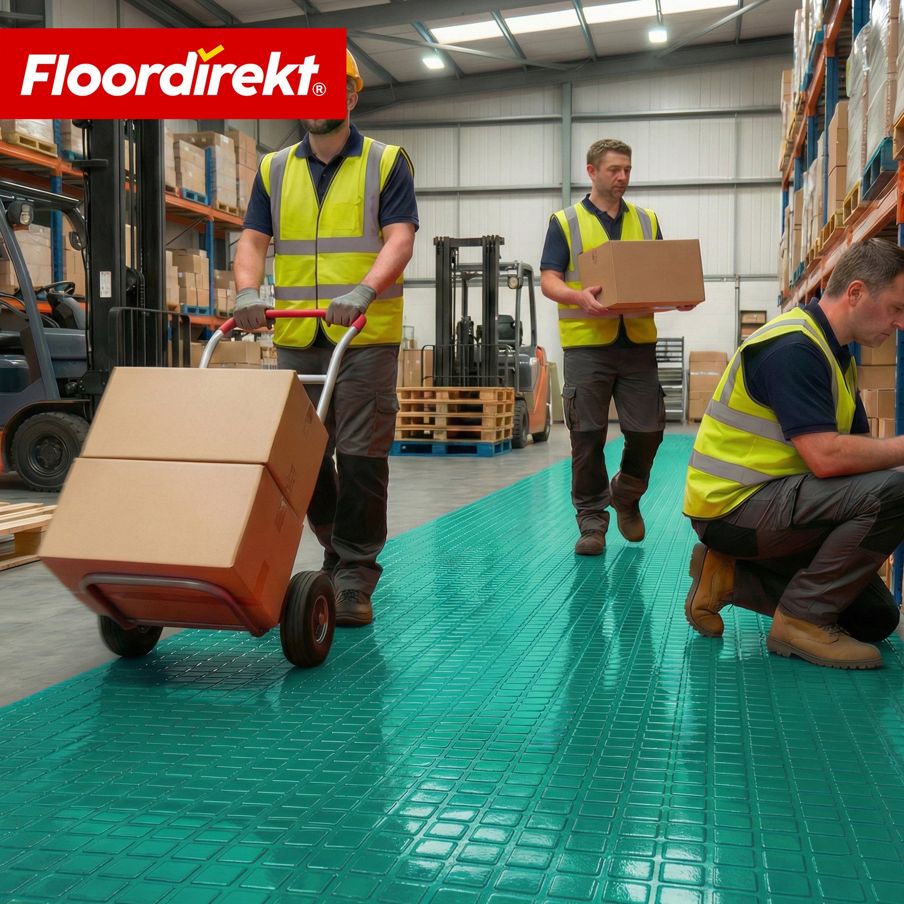 PVC-Bodenbelag | Check Quadra | Quadrat-Optik | Rutschfest & Pflegeleicht | Meterware / Zuschnitt nach Maß | 110 cm Breite