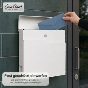 Briefkasten | Claude | Wandbriefkasten mit Zeitungsfach | Weiß | Abschließbar