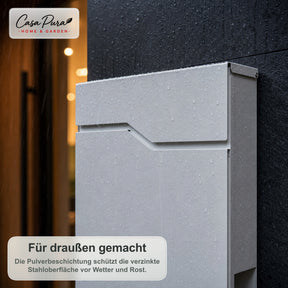 Briefkasten | Claude | Wandbriefkasten mit Zeitungsfach | Weiß | Abschließbar