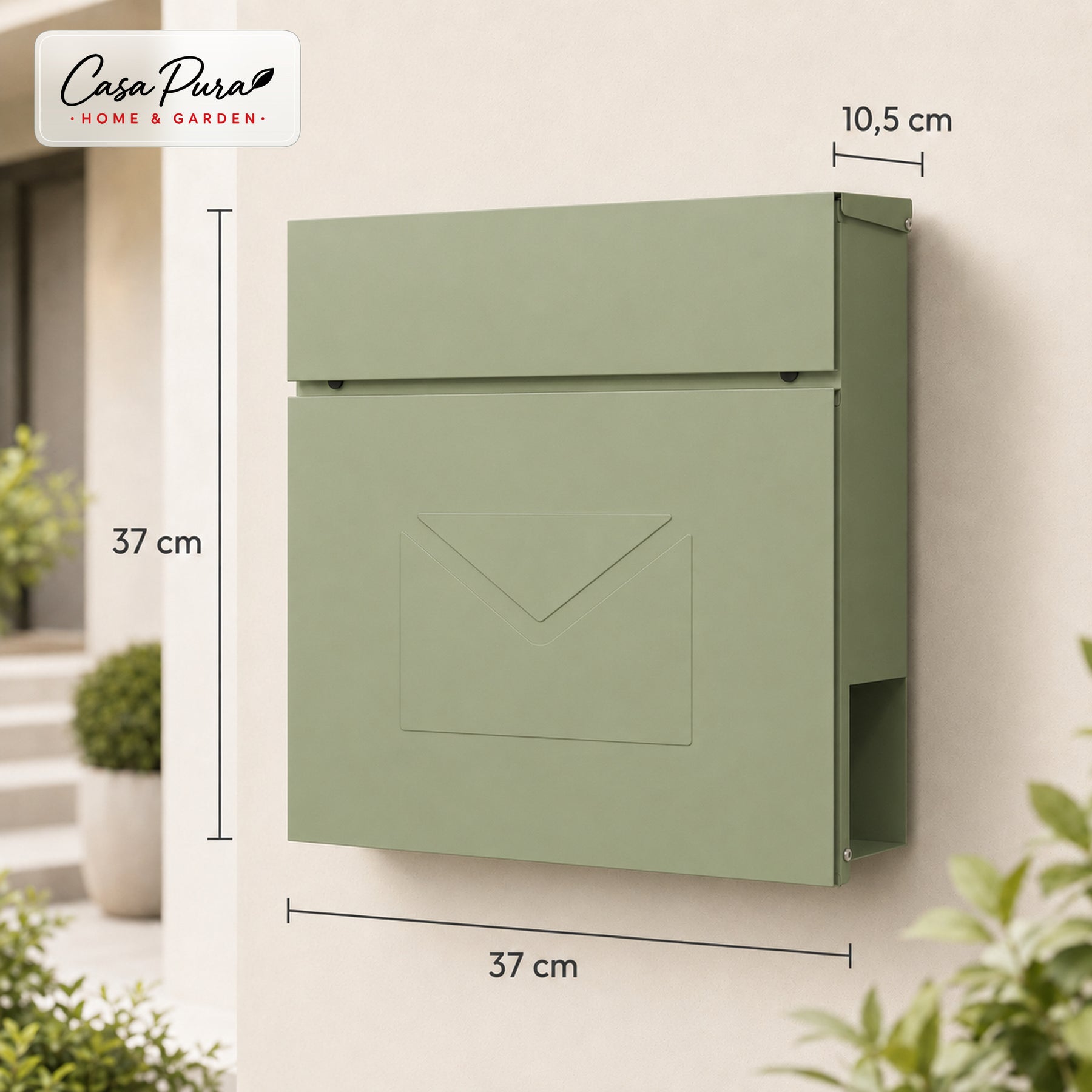 Briefkasten | Laurent | Wandbriefkasten mit Zeitungsfach | Grün | Abschließbar