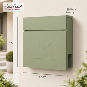 Briefkasten | Laurent | Wandbriefkasten mit Zeitungsfach | Grün | Abschließbar