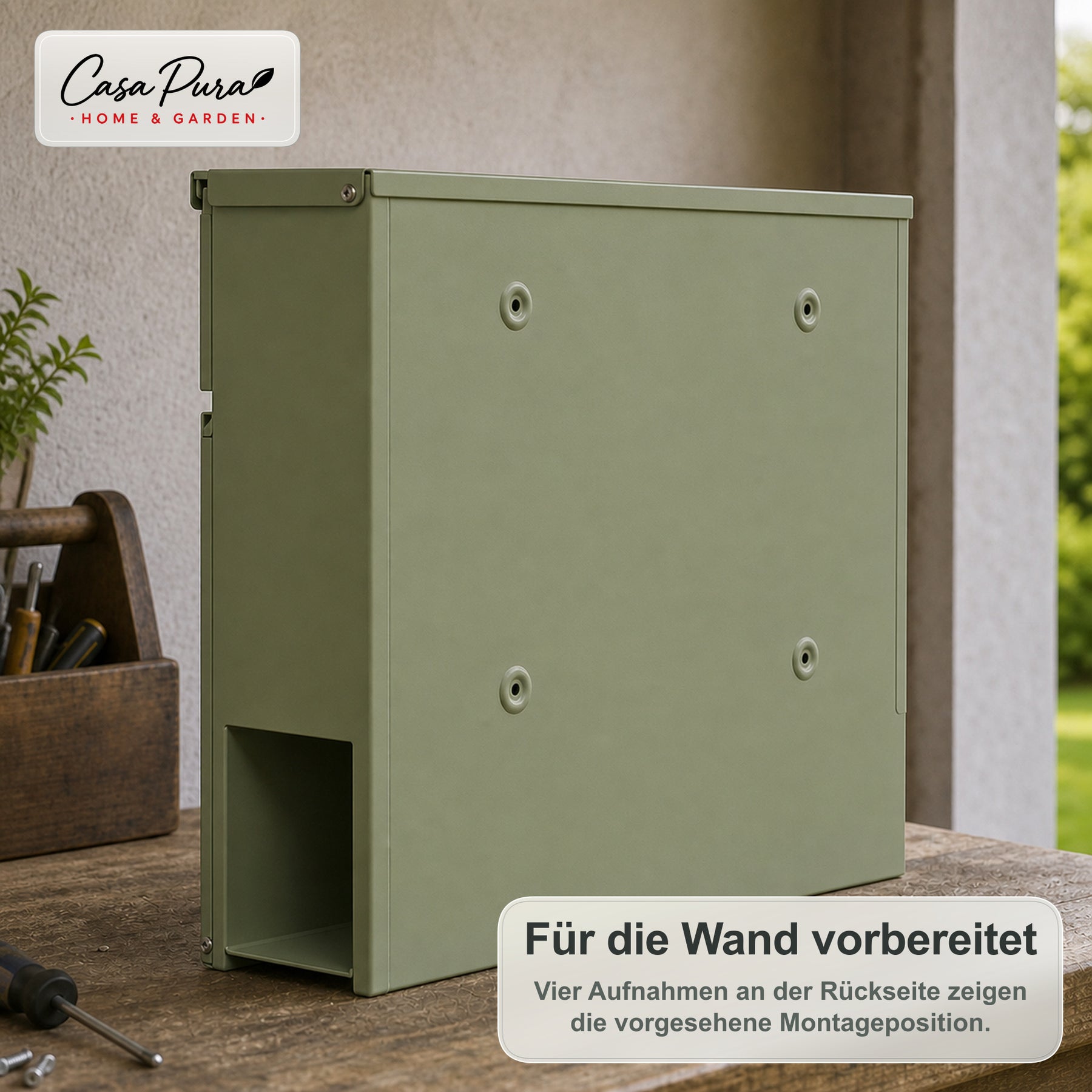 Briefkasten | Laurent | Wandbriefkasten mit Zeitungsfach | Grün | Abschließbar