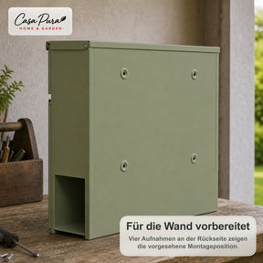 Briefkasten | Laurent | Wandbriefkasten mit Zeitungsfach | Grün | Abschließbar