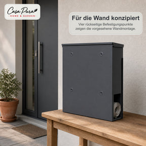 Briefkasten | Lucien | Wandbriefkasten aus verzinktem Stahl | Abschließbar | Anthrazit | Mit Zeitungsfach
