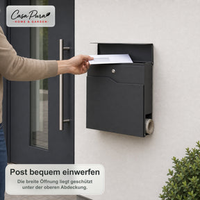 Briefkasten | Pascal | Wandbriefkasten mit Zeitungsfach | Anthrazit | Abschließbar