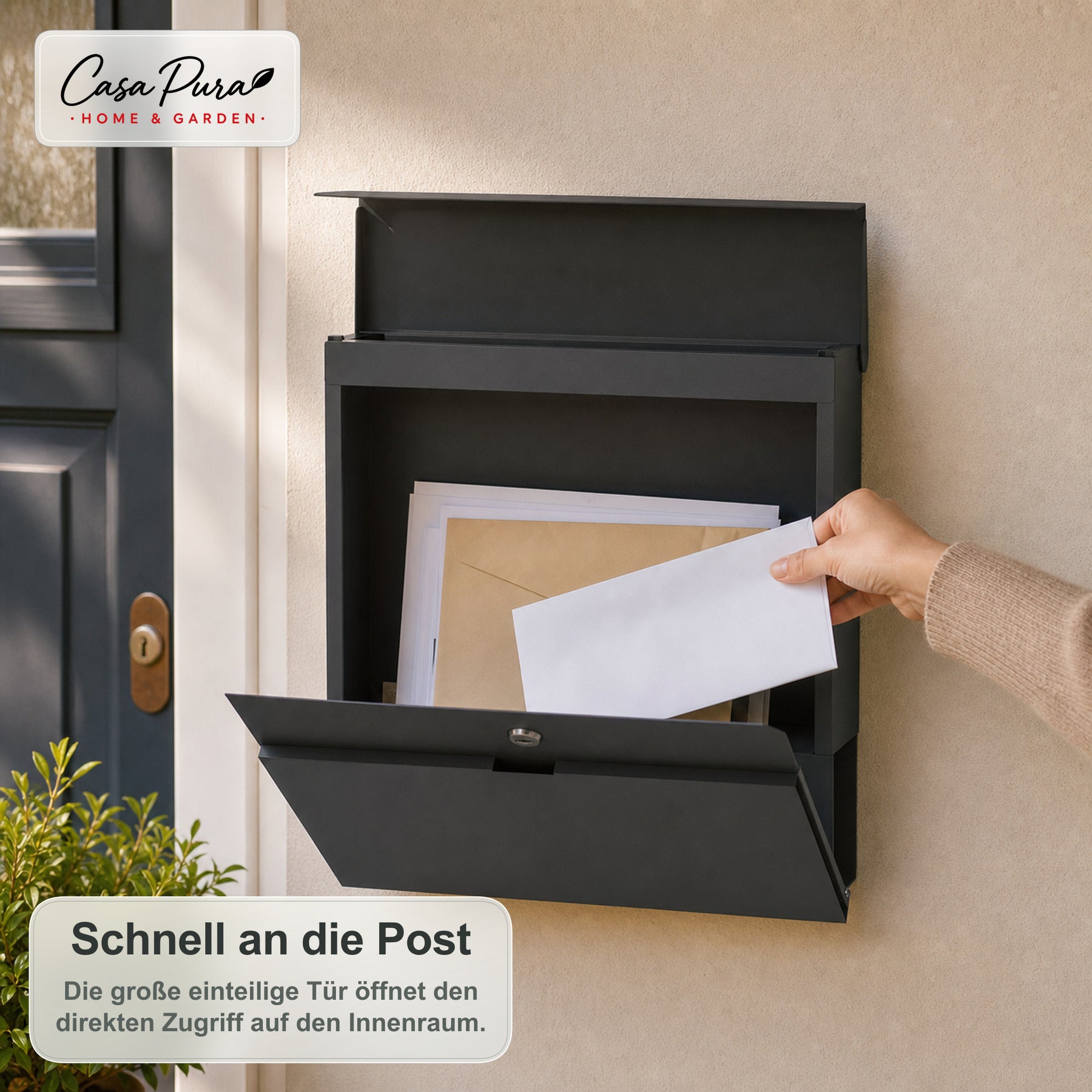 Briefkasten | Pascal | Wandbriefkasten mit Zeitungsfach | Anthrazit | Abschließbar