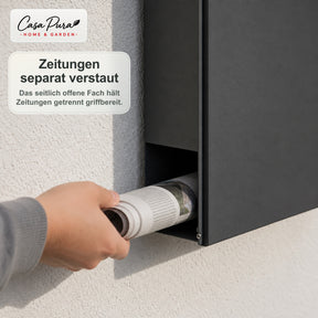 Briefkasten | Pascal | Wandbriefkasten mit Zeitungsfach | Anthrazit | Abschließbar