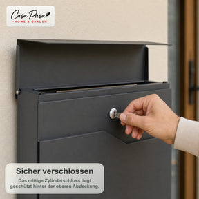 Briefkasten | Pascal | Wandbriefkasten mit Zeitungsfach | Anthrazit | Abschließbar