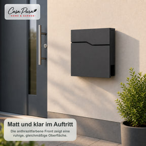 Briefkasten | Pascal | Wandbriefkasten mit Zeitungsfach | Anthrazit | Abschließbar