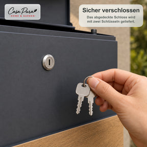 Briefkasten | Roland | Moderner Wandbriefkasten mit Zeitungsfach | Anthrazit Holzoptik