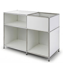 Metallregal | Concept Epure MK-030 | Standregal mit 3 Ablagen & Stauraumfach | Sideboard & Aufbewahrungsregal