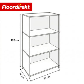 Metallregal | Concept Epure MK-101 | 4 Ablagen Standregal | Bücherregal mit Seitenwänden | Modernes Aufbewahrungsregal