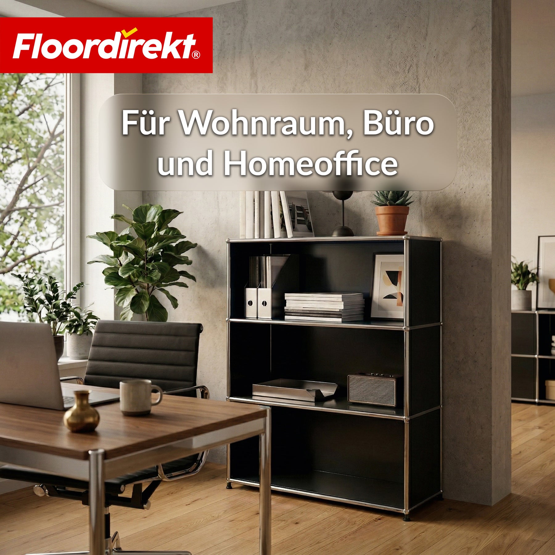 Metallregal | Concept Epure MK-101 | 4 Ablagen Standregal | Bücherregal mit Seitenwänden | Modernes Aufbewahrungsregal