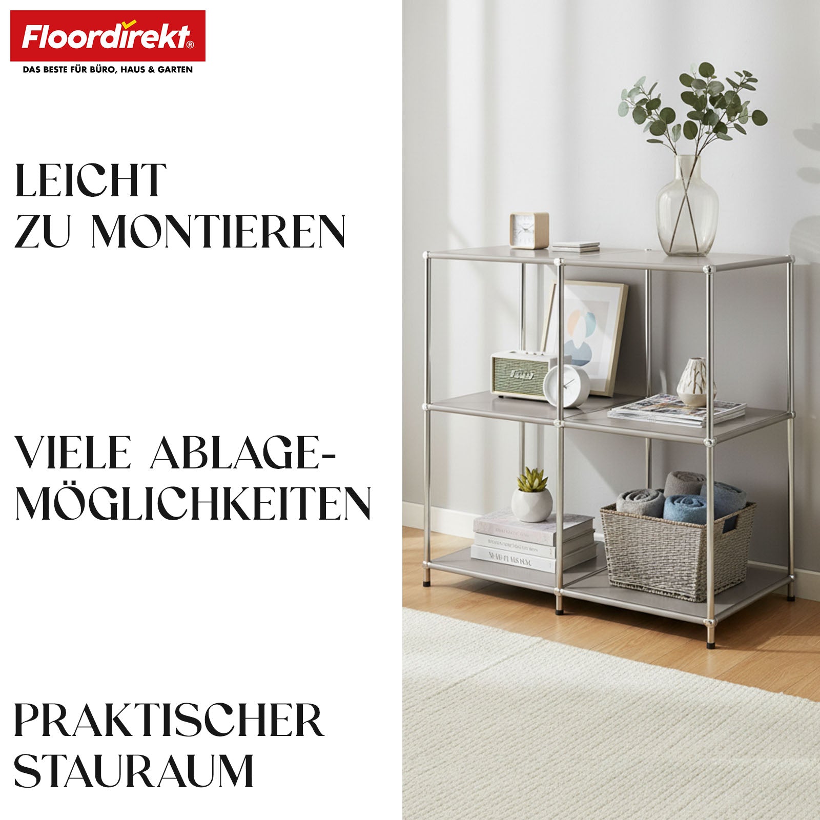 Metallregal | Concept Epure MK-027 | Offenes 3-stöckiges Sideboard & Ablageregal | In mehreren Farben erhältlich