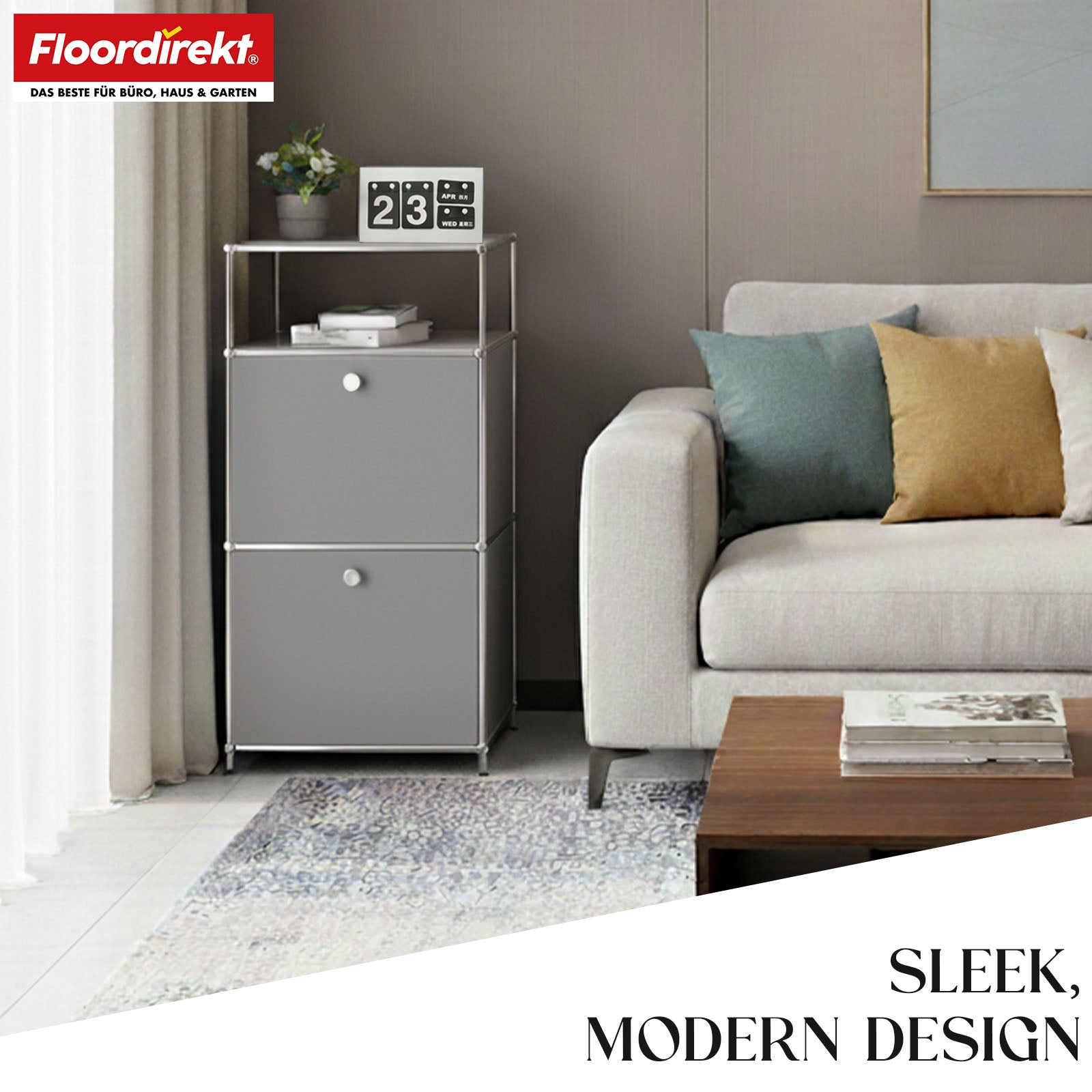 Metallregal | Concept Epure MK-120 | Aufbewahrungsregal mit verschließbaren Fächern, offenem Fach & Ablage | In mehreren Farben erhältlich