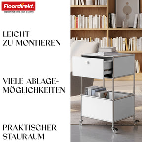 Metallregal | Concept Epure MK-145 | 3-stöckiger Rollcontainer mit Schublade & Ablagen | In mehreren Farben erhältlich