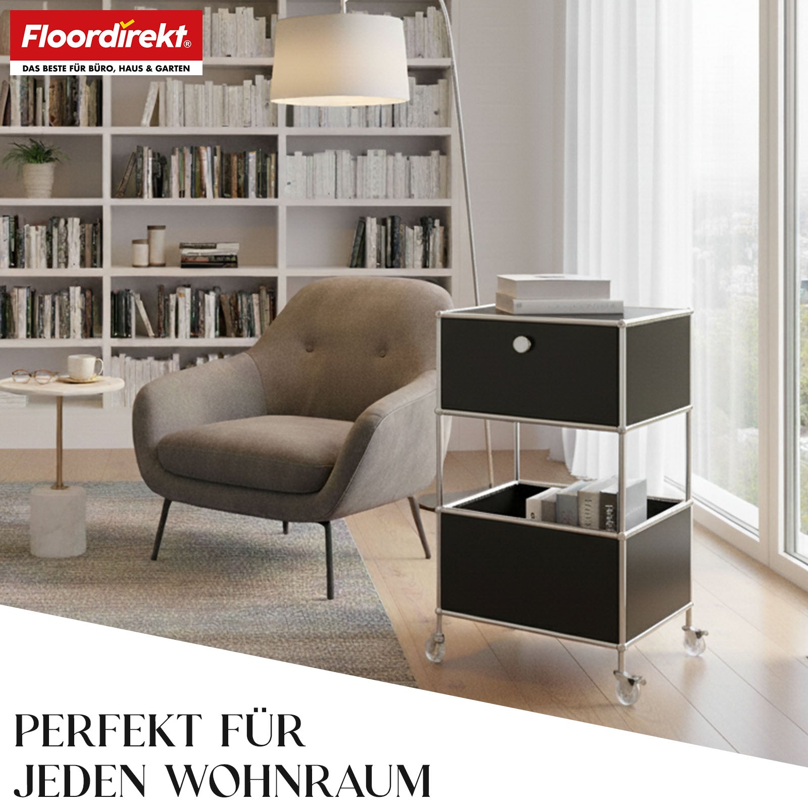 Metallregal | Concept Epure MK-145 | 3-stöckiger Rollcontainer mit Schublade & Ablagen | In mehreren Farben erhältlich