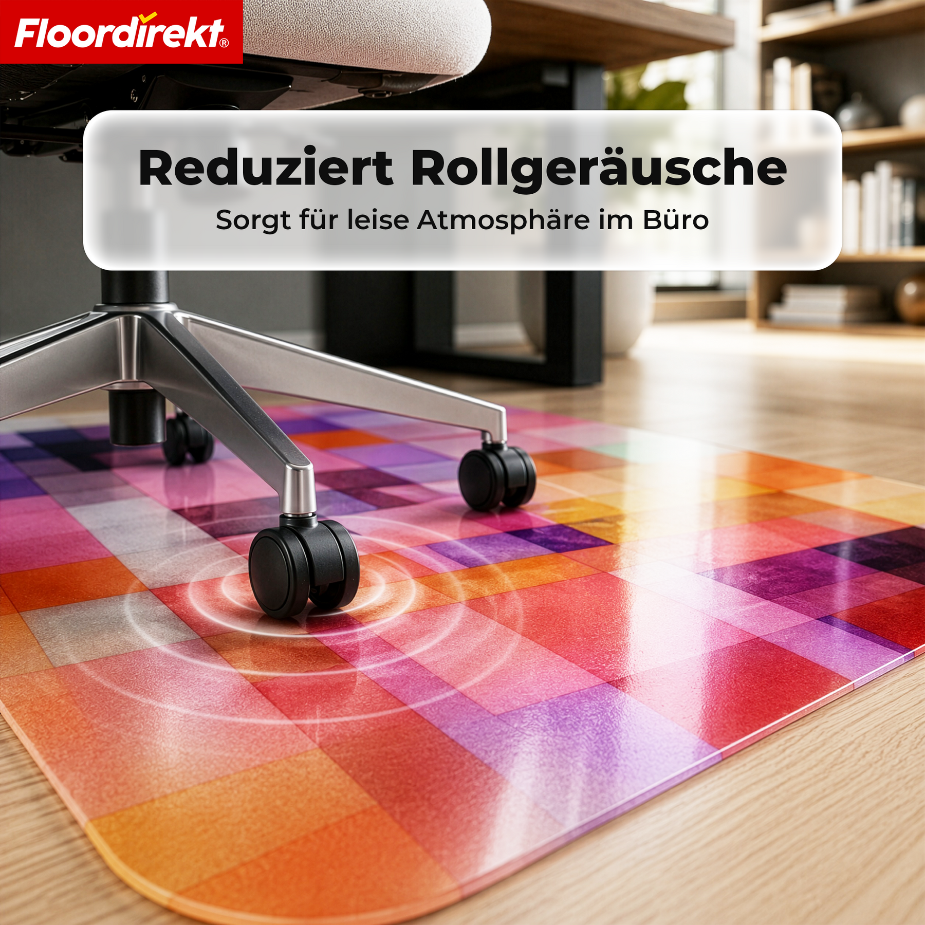 Design Bodenschutzmatte | Robuste Bürostuhlunterlage aus Spezial-PVC für Büro & Homeoffice | 80 x 118 cm