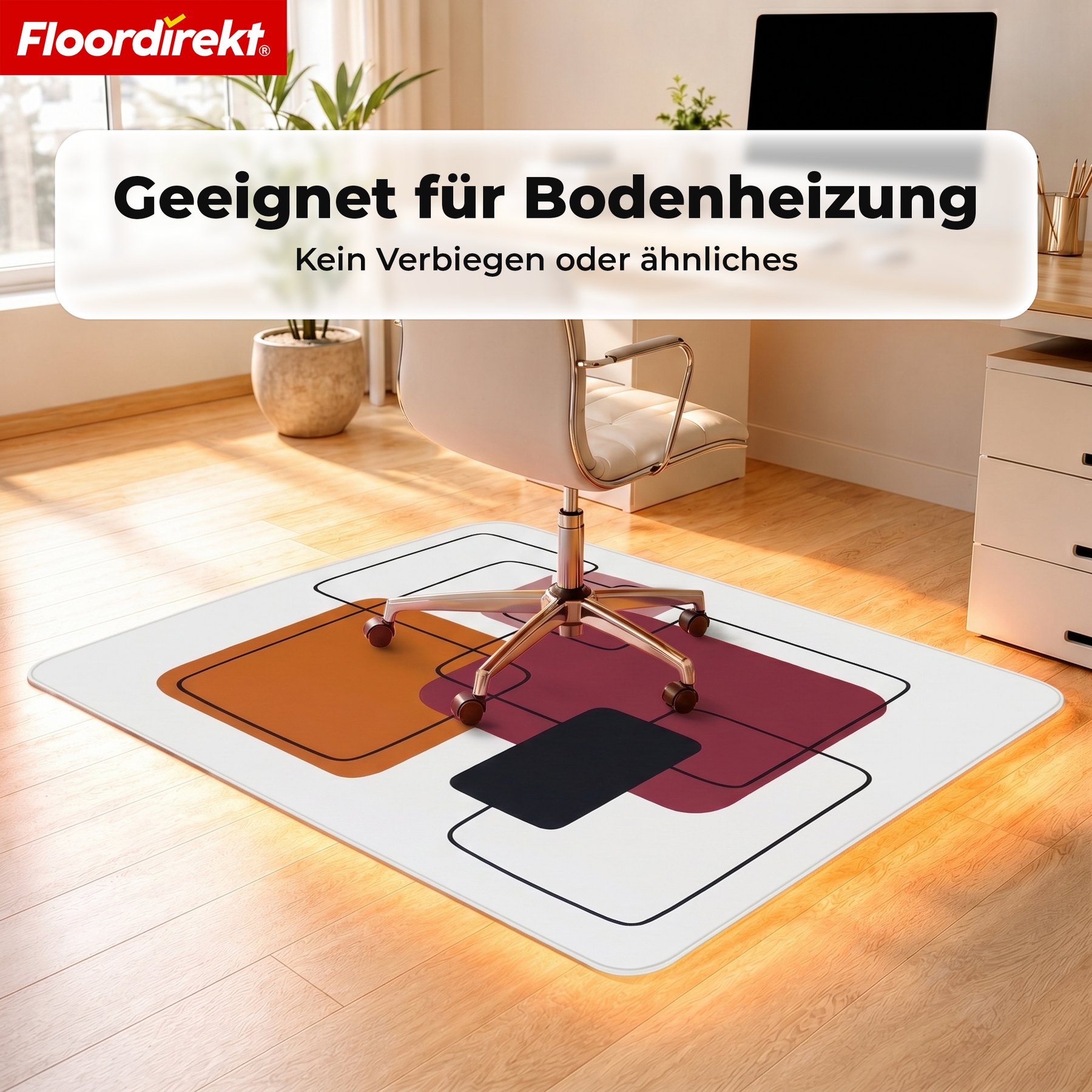 Design Bodenschutzmatte | Robuste Bürostuhlunterlage aus Spezial-PVC für Büro & Homeoffice | 80 x 118 cm