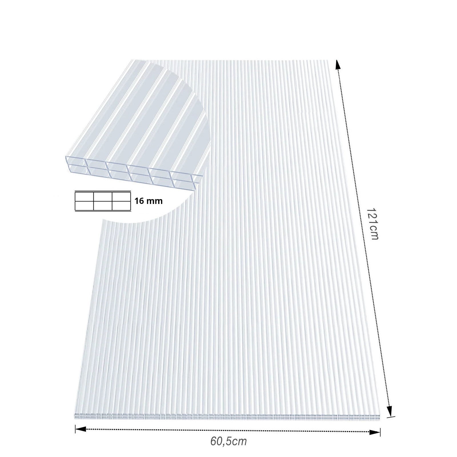 Doppelstegplatte | 60,5 x 121 cm | Polycarbonat | Für Gewächshaus & Überdachung