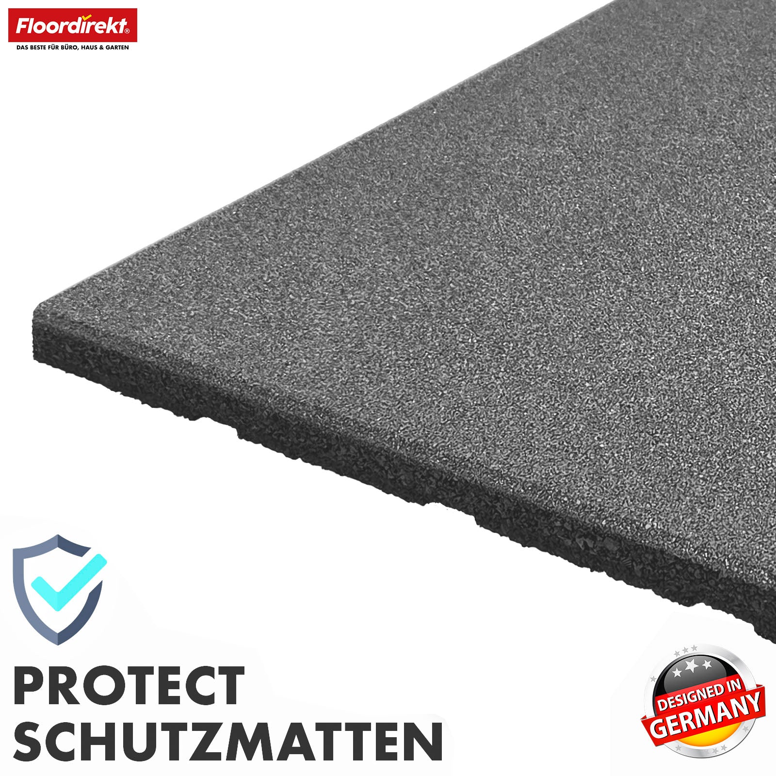 Fallschutzmatte | Play Protect | Rutschfester, robuster Gummi-Bodenschutz | Verschiedene Stärken & Farben | 50 x 50 cm