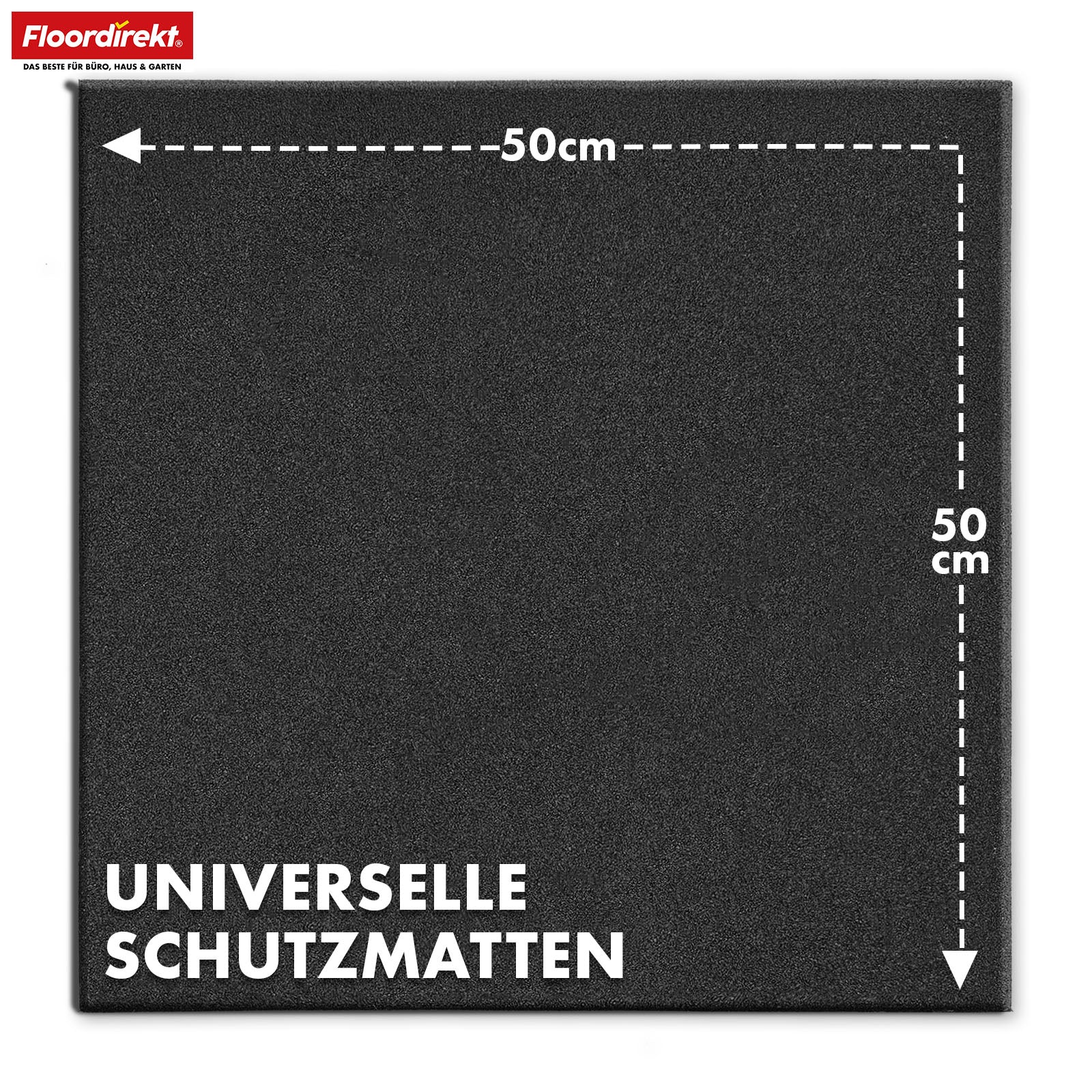 Fallschutzmatte | Play Protect | Rutschfester, robuster Gummi-Bodenschutz | Verschiedene Stärken & Farben | 50 x 50 cm