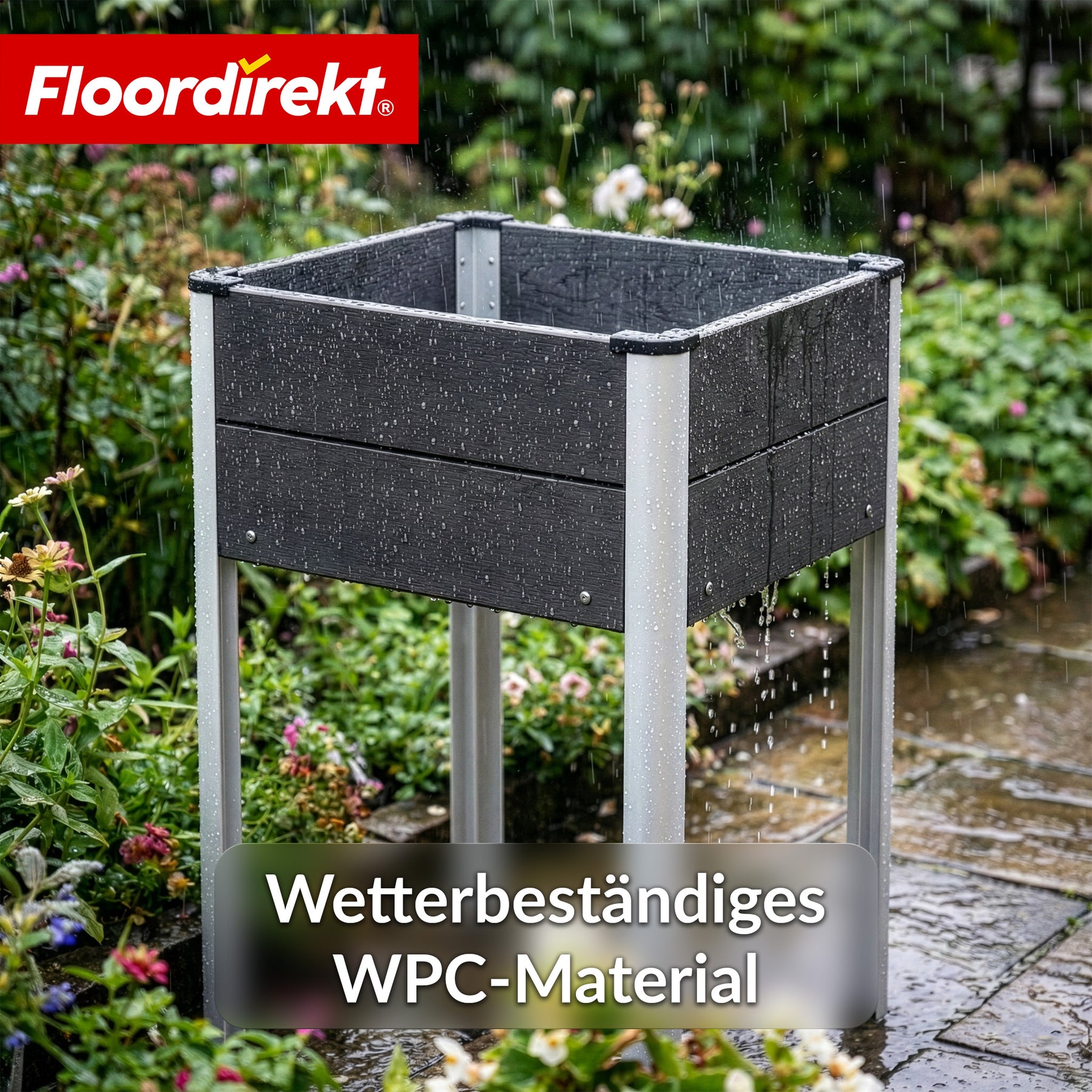 WPC-Hochbeet | Salina | Anthrazit | Hochbeet auf Stelzen 60 x 50 x 90 cm | Wetterbeständig & pflegeleicht