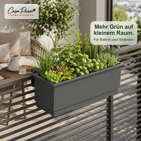 Balkonkasten | Viola | Metall-Balkonkasten mit Auffangschale für Balkon & Geländer