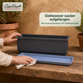 Balkonkasten | Viola | Metall-Balkonkasten mit Auffangschale für Balkon & Geländer