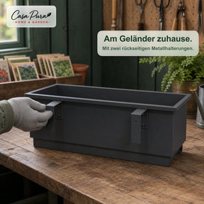 Balkonkasten | Viola | Metall-Balkonkasten mit Auffangschale für Balkon & Geländer
