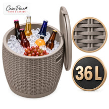 Getränkekühler | Laguna | 36 L Kühlbox mit Sitz- & Beistelltischfunktion in Rattan-Optik | 2 Farben