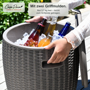 Getränkekühler | Laguna | 36 L Kühlbox mit Sitz- & Beistelltischfunktion in Rattan-Optik | 2 Farben