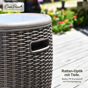 Getränkekühler | Laguna | 36 L Kühlbox mit Sitz- & Beistelltischfunktion in Rattan-Optik | 2 Farben