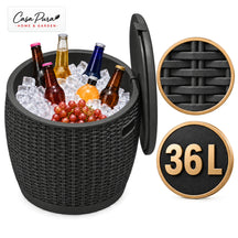 Getränkekühler | Laguna | 36 L Kühlbox mit Sitz- & Beistelltischfunktion in Rattan-Optik | 2 Farben