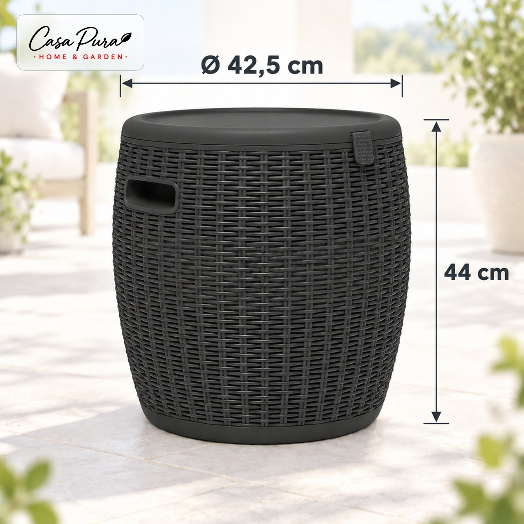 Getränkekühler | Laguna | 36 L Kühlbox mit Sitz- & Beistelltischfunktion in Rattan-Optik | 2 Farben