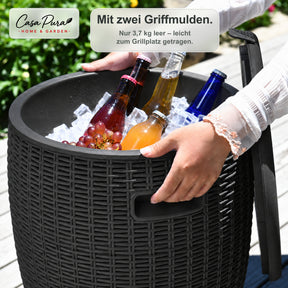 Getränkekühler | Laguna | 36 L Kühlbox mit Sitz- & Beistelltischfunktion in Rattan-Optik | 2 Farben