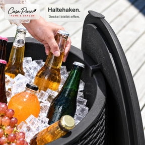 Getränkekühler | Laguna | 36 L Kühlbox mit Sitz- & Beistelltischfunktion in Rattan-Optik | 2 Farben