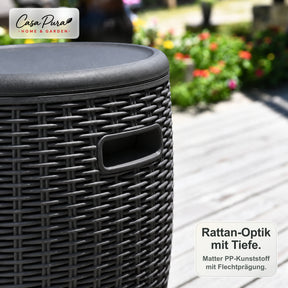 Getränkekühler | Laguna | 36 L Kühlbox mit Sitz- & Beistelltischfunktion in Rattan-Optik | 2 Farben