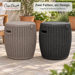 Getränkekühler | Laguna | 36 L Kühlbox mit Sitz- & Beistelltischfunktion in Rattan-Optik | 2 Farben