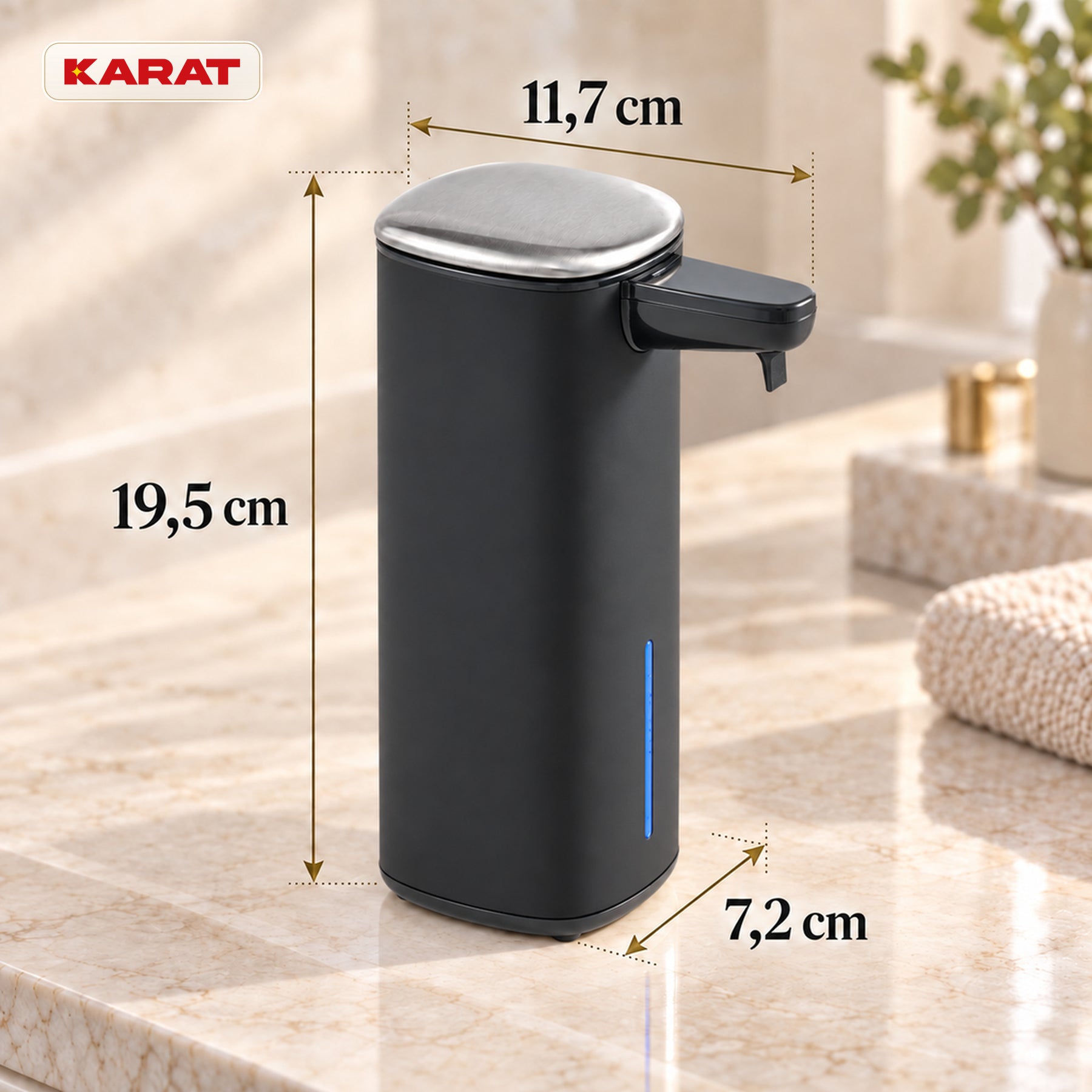 Automatischer Schaumseifenspender | Liora | Berührungsloser Seifenspender mit Sensor, USB-C-Akku & Edelstahl | 250 ml