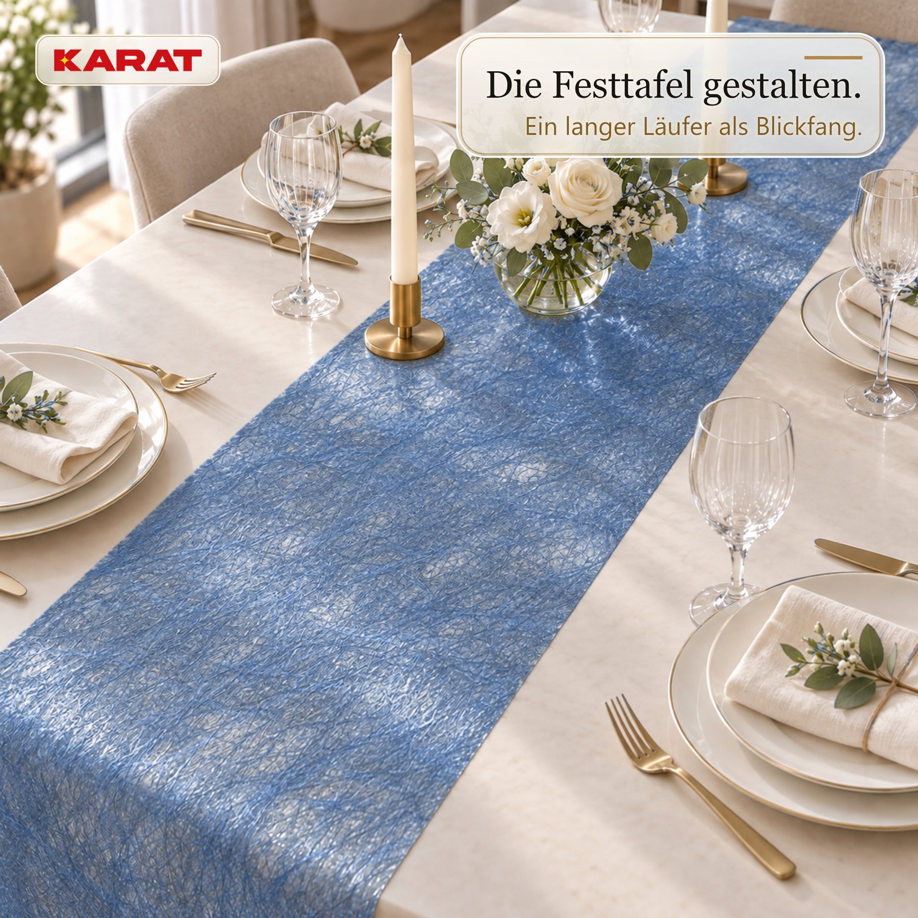 Tischläufer | Monarch | Dekovlies mit Metallic-Schimmer | 30 cm x 25 m Rolle | 13 Farben