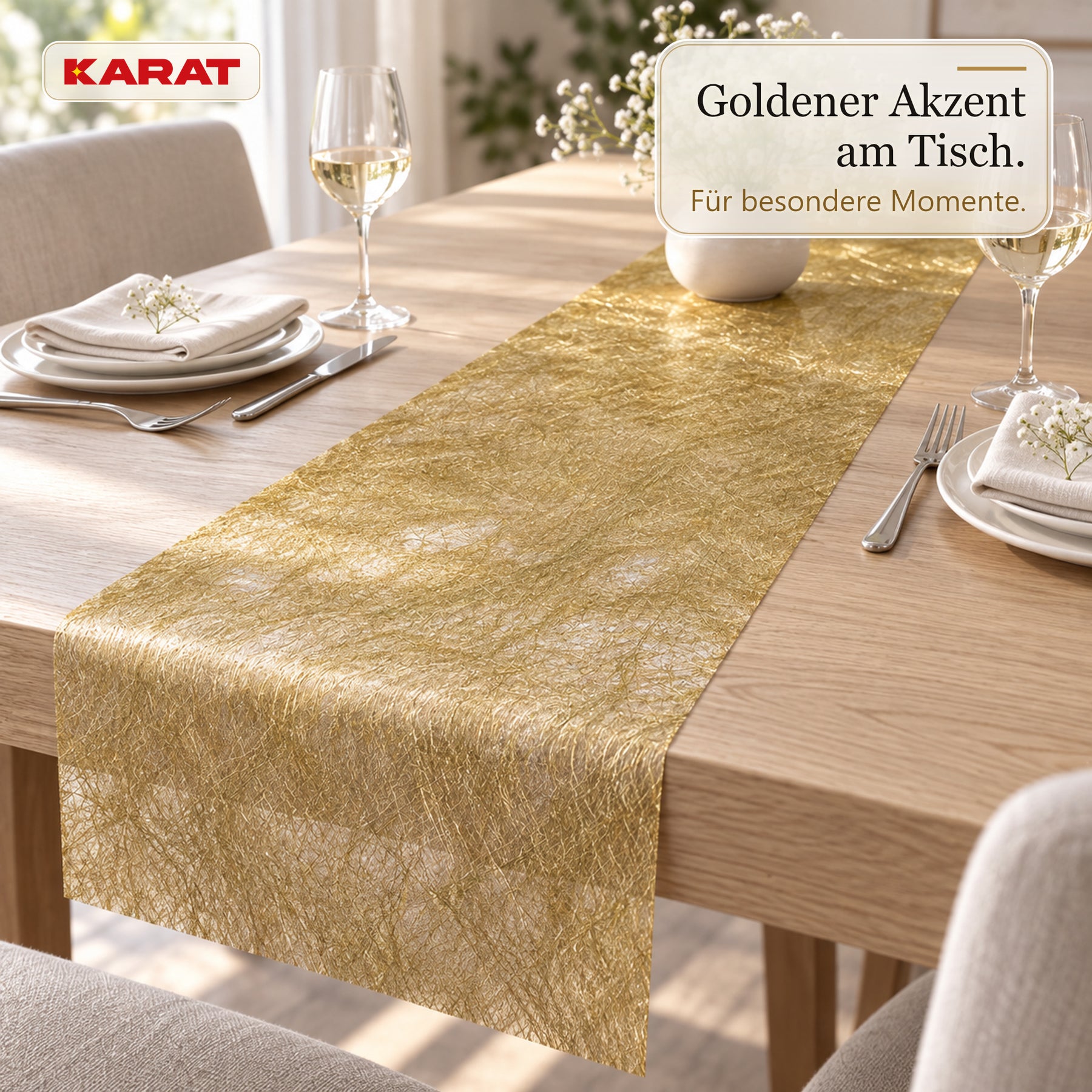 Tischläufer | Monarch | Dekovlies mit Metallic-Schimmer | 30 cm x 25 m Rolle | 13 Farben