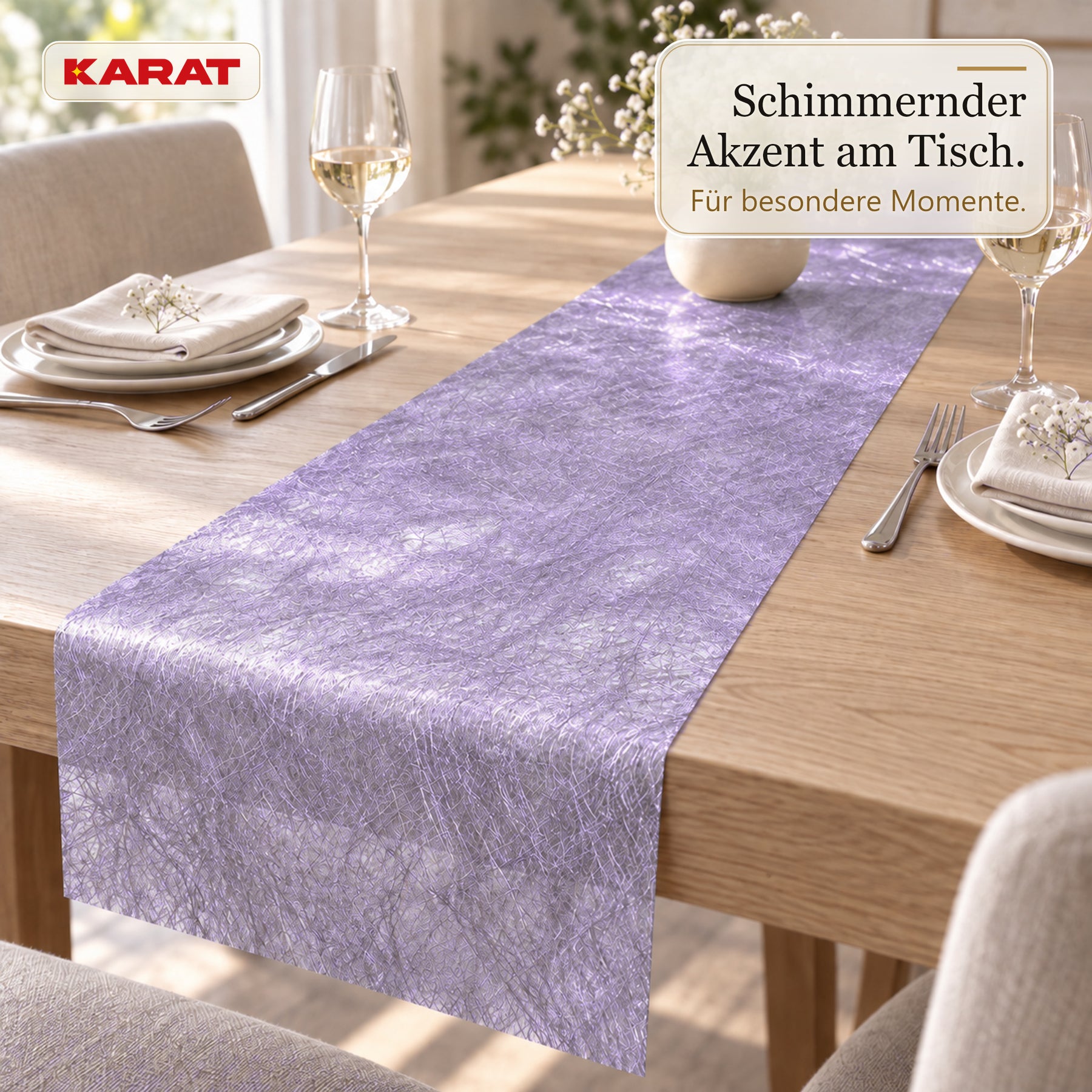 Tischläufer | Monarch | Dekovlies mit Metallic-Schimmer | 30 cm x 25 m Rolle | 13 Farben