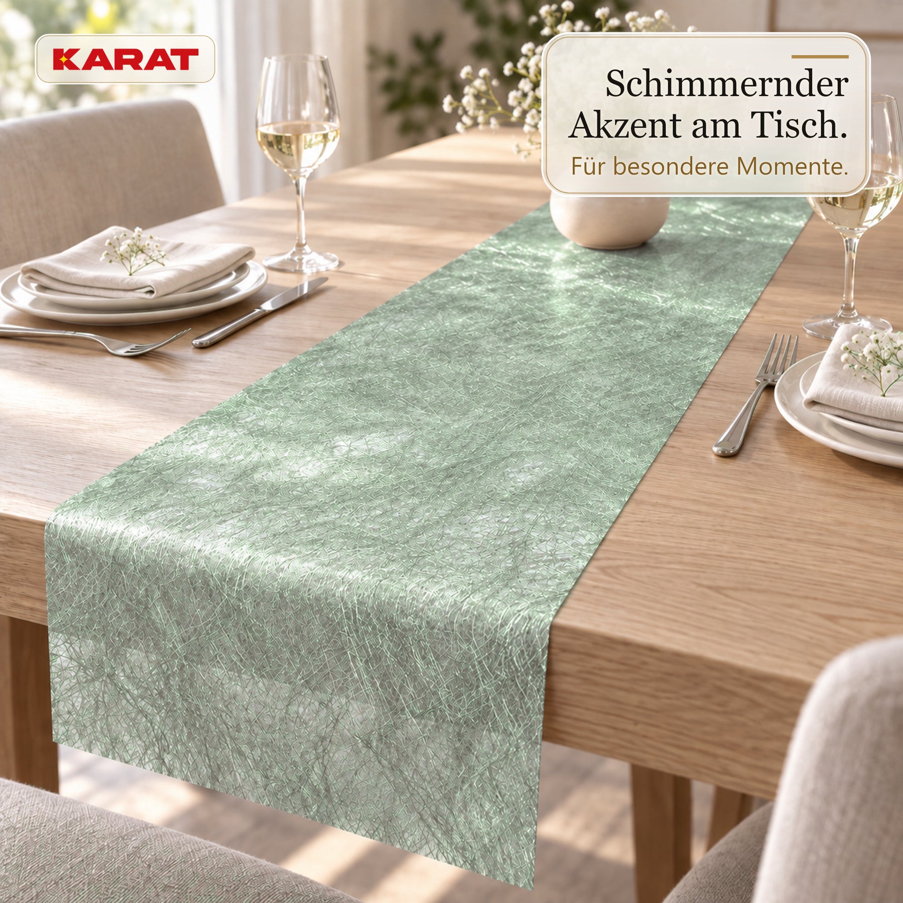 Tischläufer | Monarch | Dekovlies mit Metallic-Schimmer | 30 cm x 25 m Rolle | 13 Farben