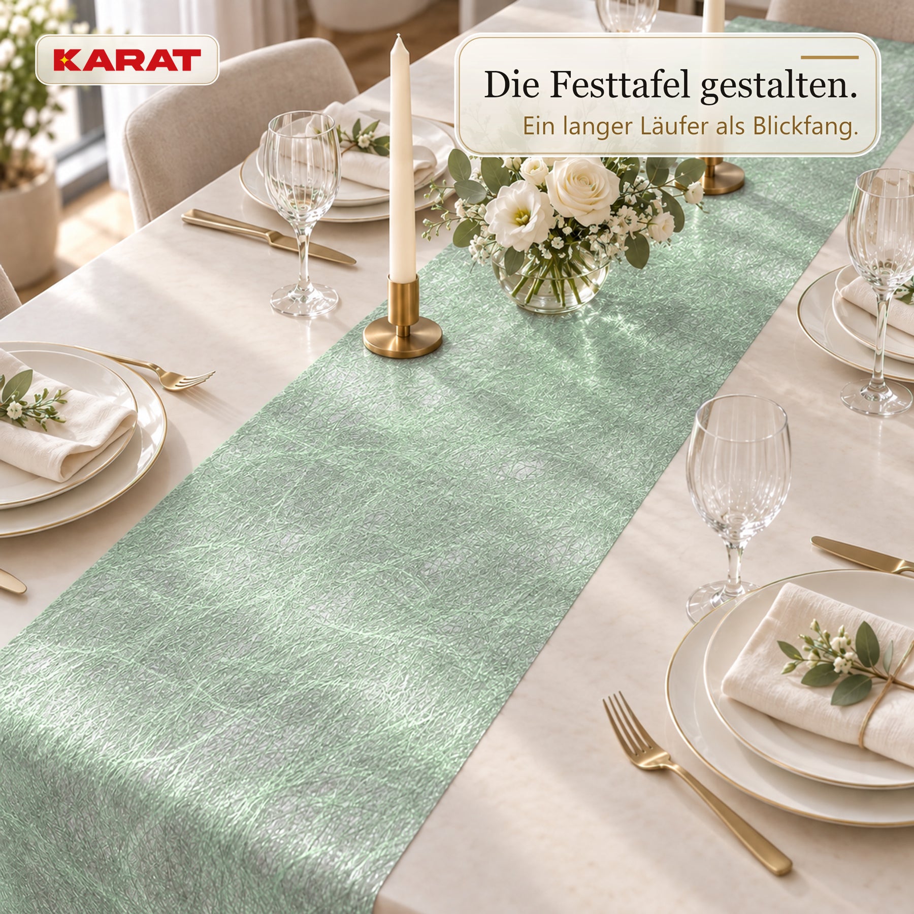 Tischläufer | Monarch | Dekovlies mit Metallic-Schimmer | 30 cm x 25 m Rolle | 13 Farben
