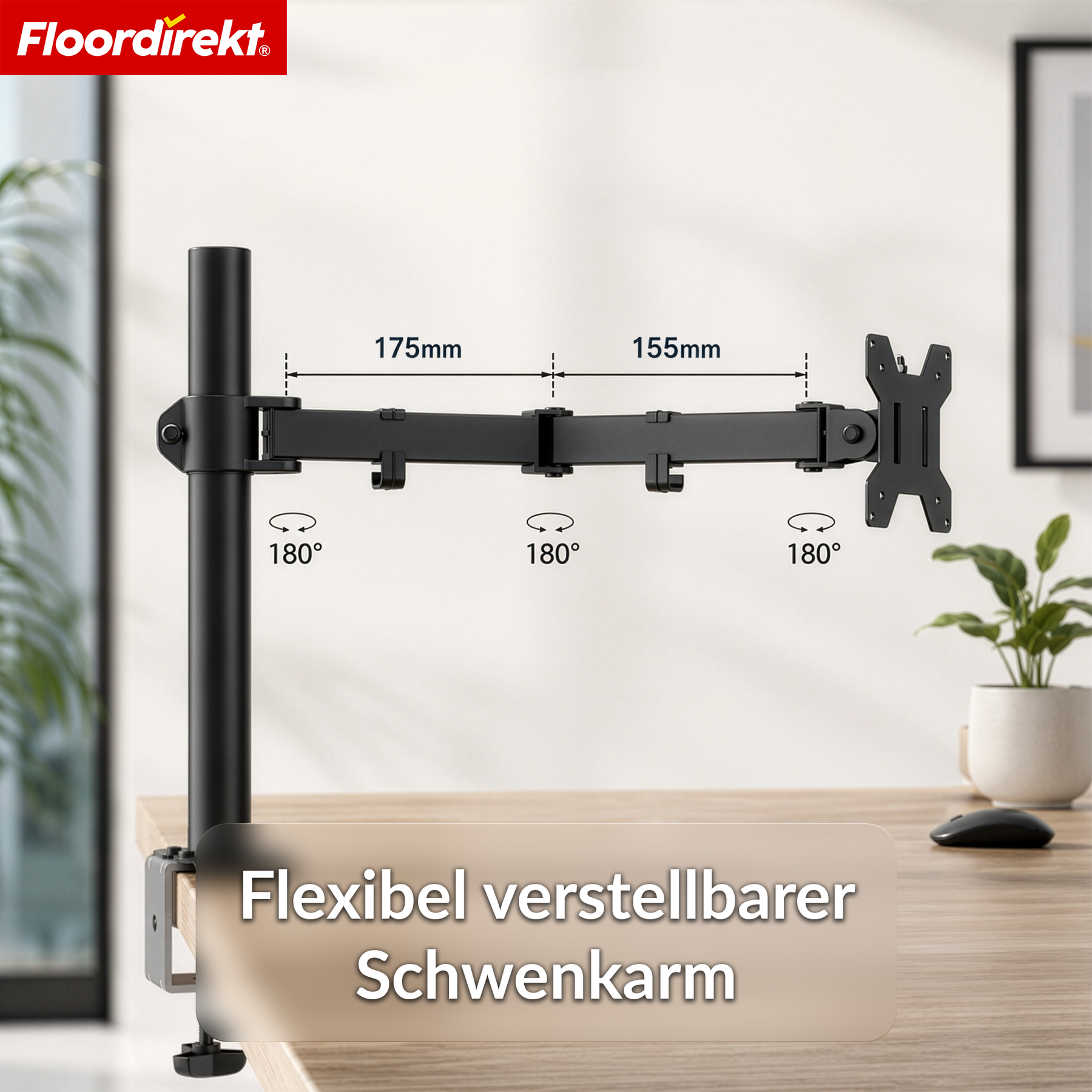 T7_Schwarz - Einarm für 1 Monitor