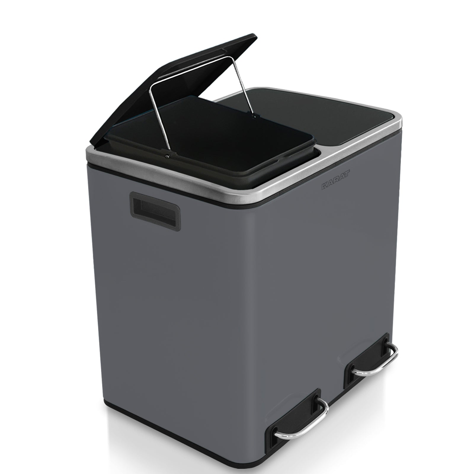 Mülleimer Felix aus Edelstahl | Trennsystem | Mit Schließdämpfer