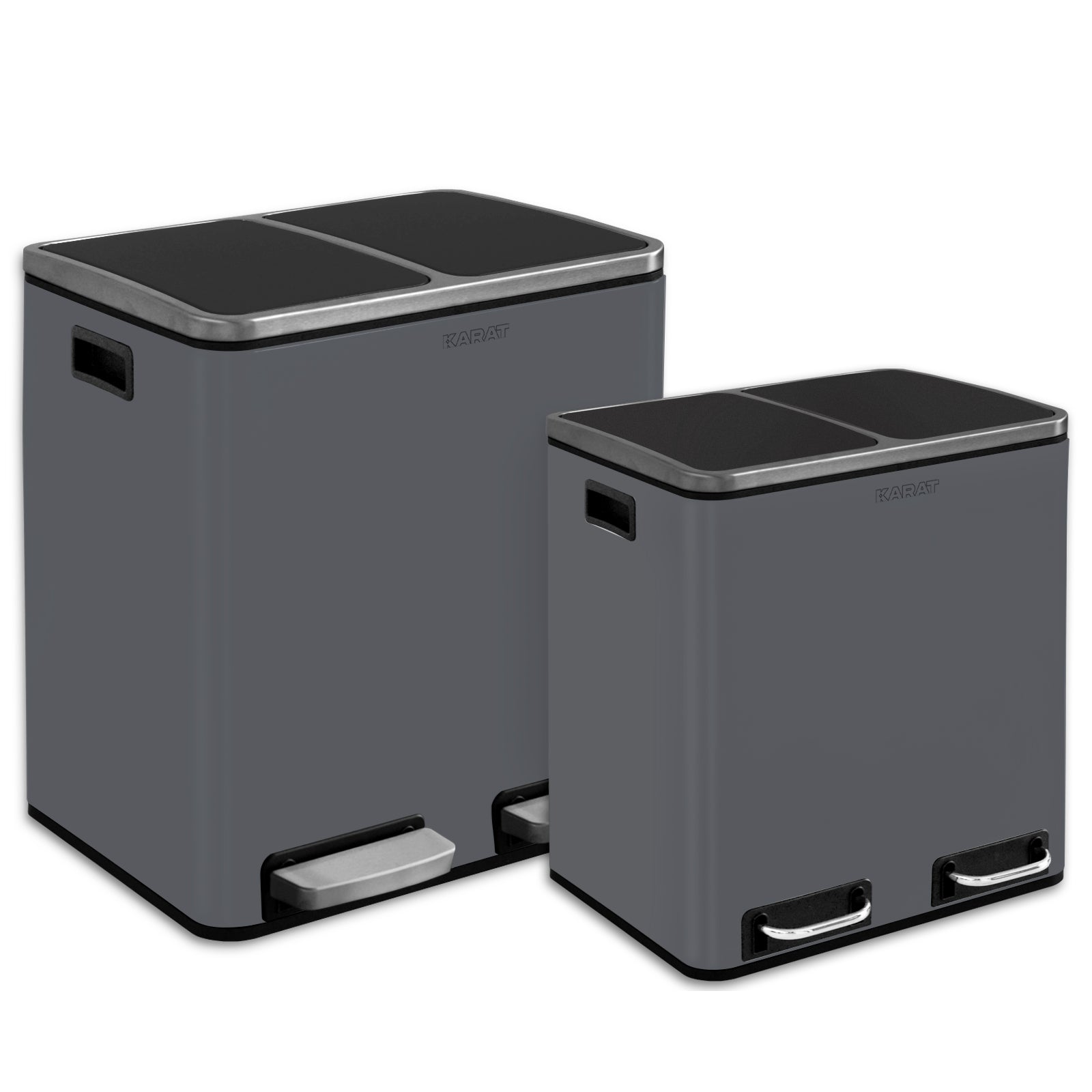 Mülleimer Felix aus Edelstahl | Trennsystem | Mit Schließdämpfer