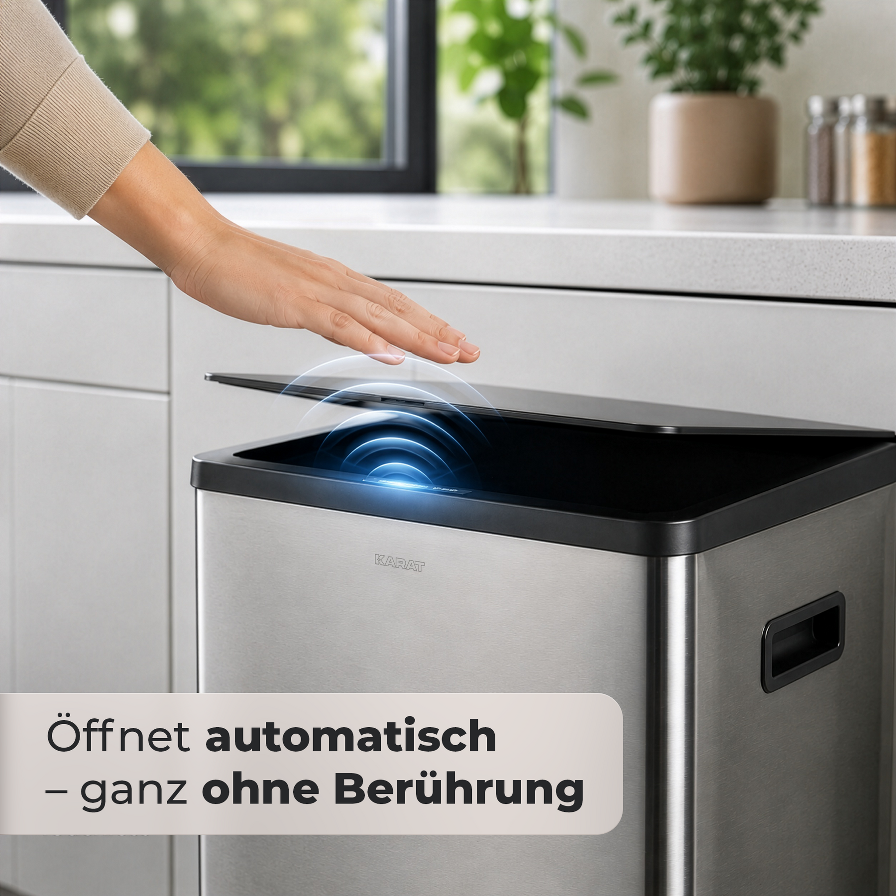 Mülleimer | Tyler | Sensor-Abfalleimer aus Edelstahl | 2 × 24 L Mülltrennung | Rollen mit Bremsen