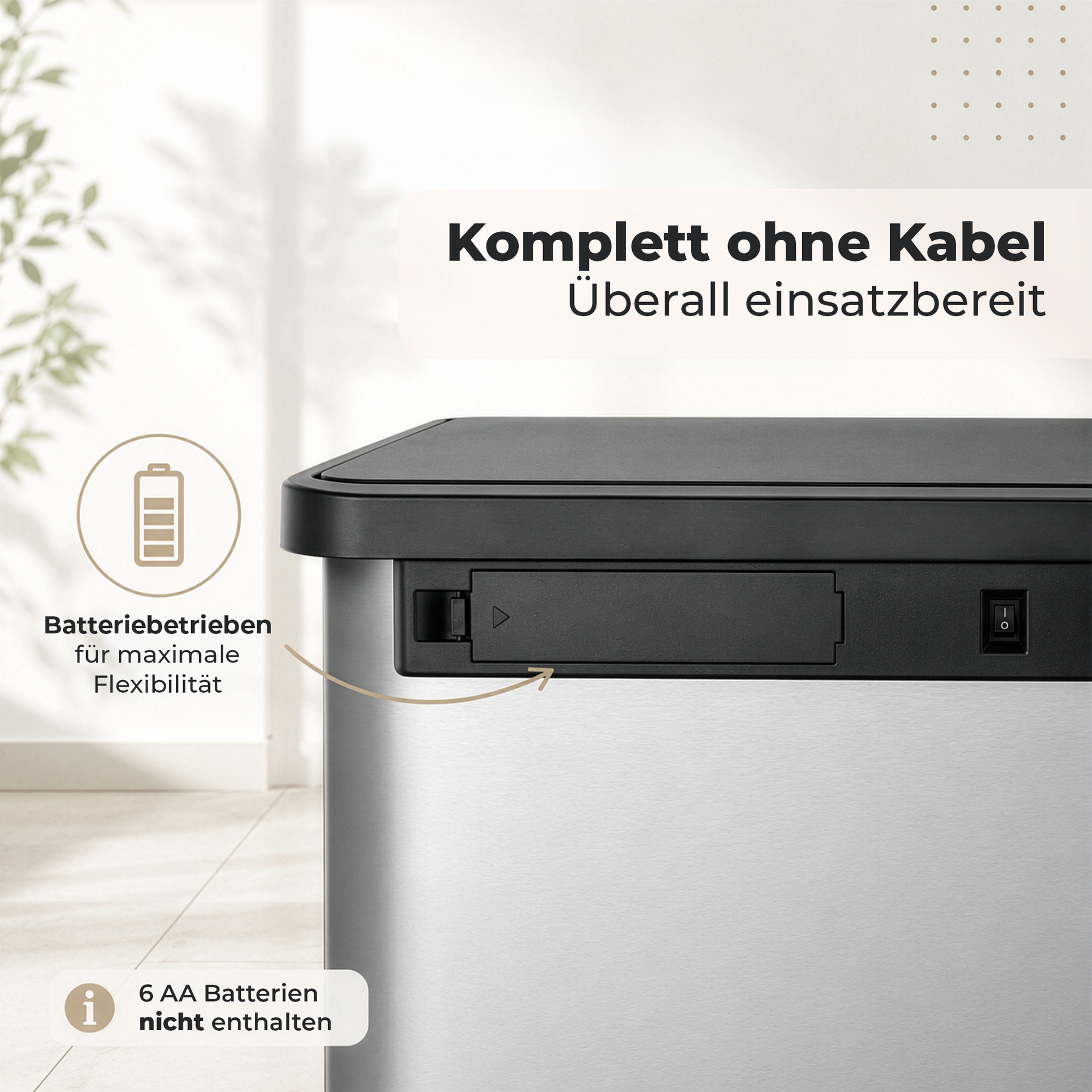 Mülleimer | Tyler | Sensor-Abfalleimer aus Edelstahl | 2 × 24 L Mülltrennung | Rollen mit Bremsen